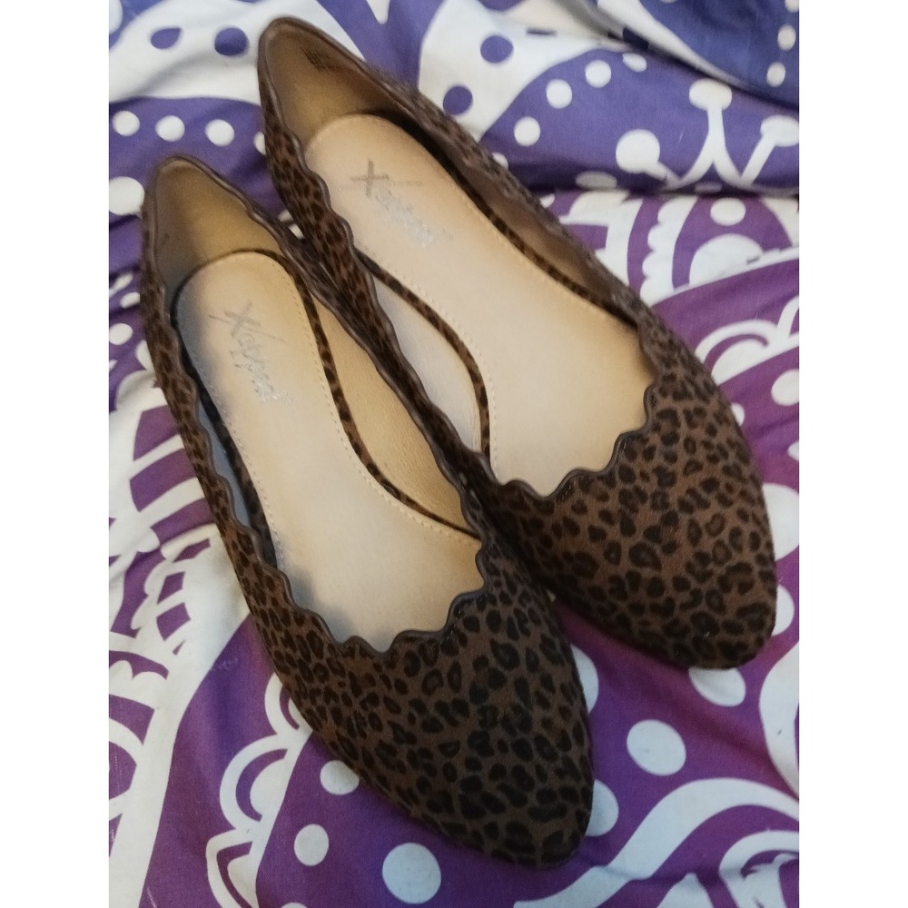 X Appeal Women's Amanda Scallop Edge Cheetah Print Ballet‎ Flats, Size 8